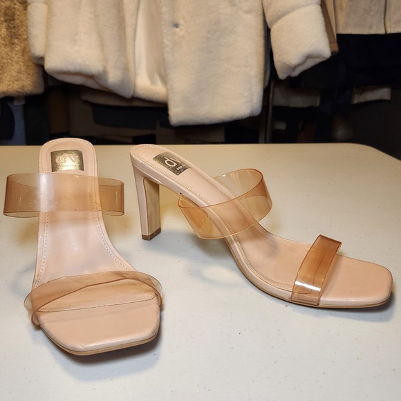 New DV by Dolce Vita Women's Selsta High Heel Slide Sandals Nude Clear Straps - Picture 3 of 7